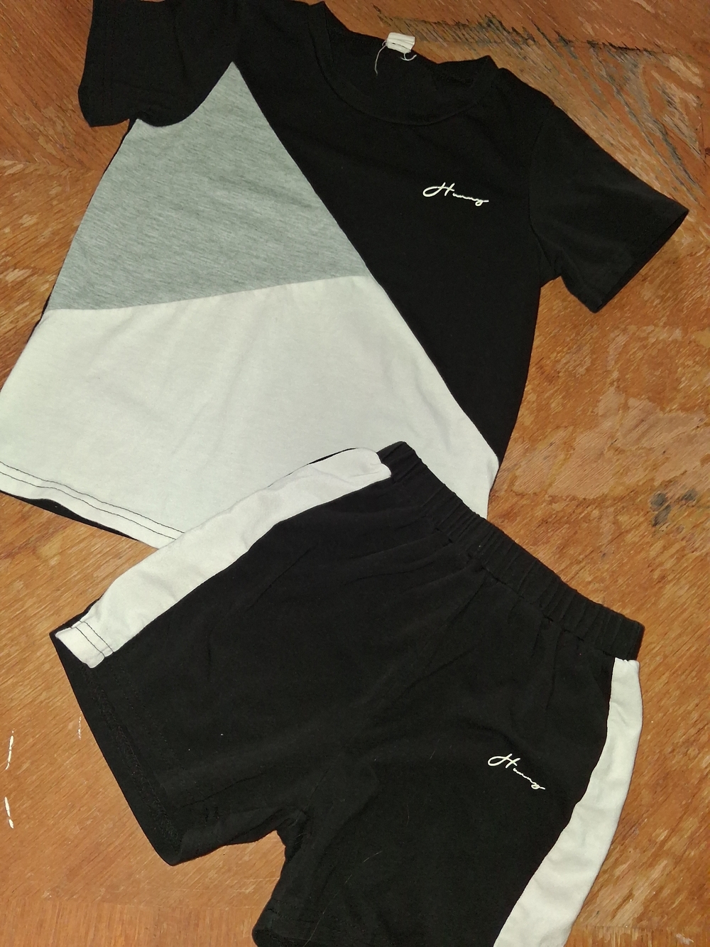 SHEIN Black Casual Knit Tee & Shorts Set
